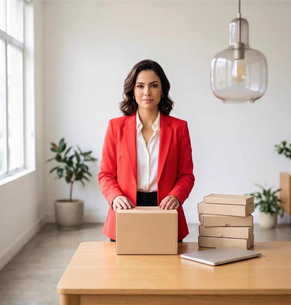 Empreendedora preparando pedidos para o primeiro e-commerce